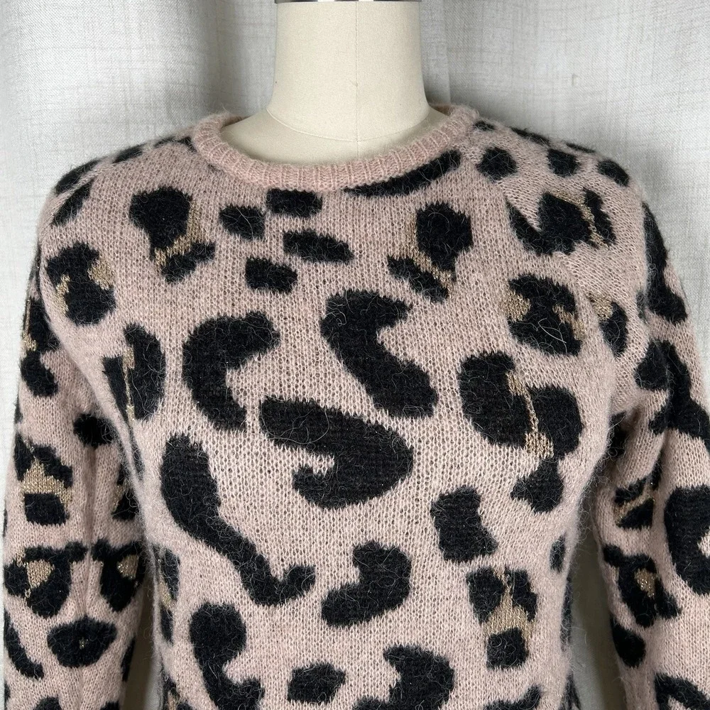 Anthropologie Elsamanda Made‎ in Italy Leopard Print Wool Alpaca Sweater Small